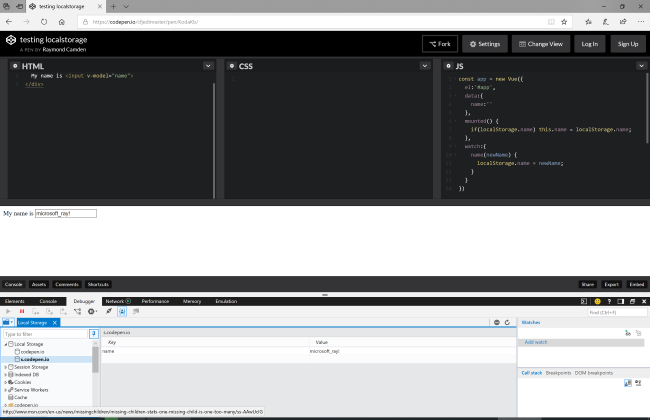 Storage devtools no Edge