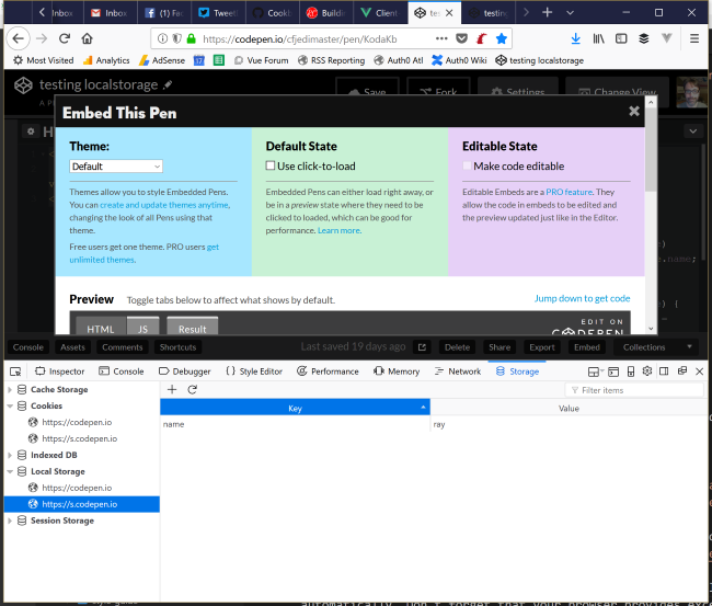 Storage devtools no Firefox